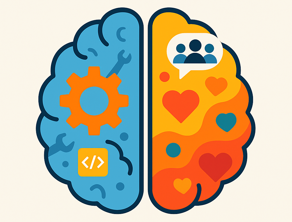 Split-brain concept: hard skills vs soft skills